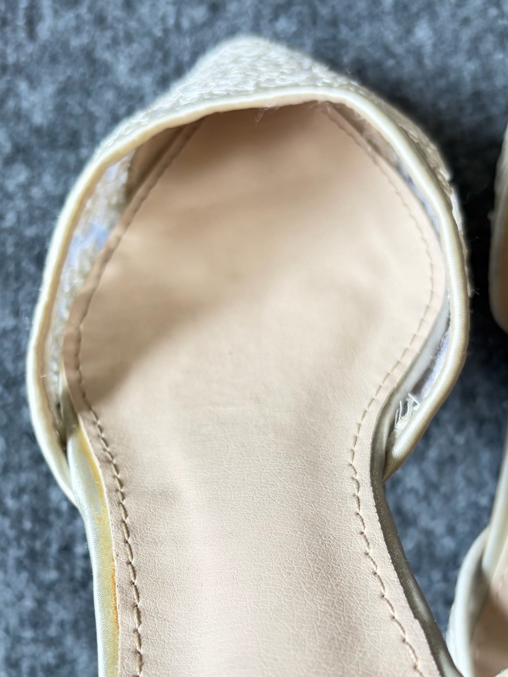 Embroidered Ankle-Strap Pointed Flats in Beige - Picture 10 of 14